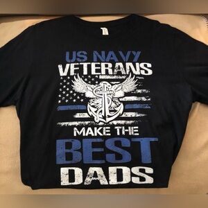US Navy Veterans Make The Best Dads Graphic Tee - Black & Blue~ 2XL ~